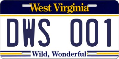 WV license plate DWS001