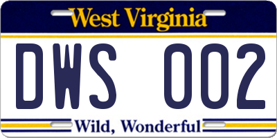 WV license plate DWS002