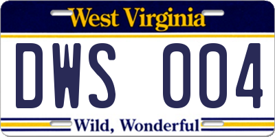 WV license plate DWS004