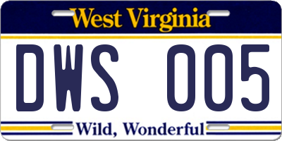 WV license plate DWS005