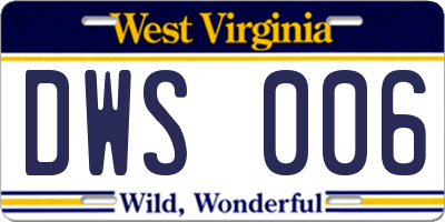WV license plate DWS006
