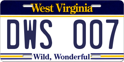 WV license plate DWS007