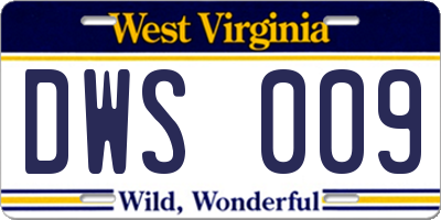 WV license plate DWS009