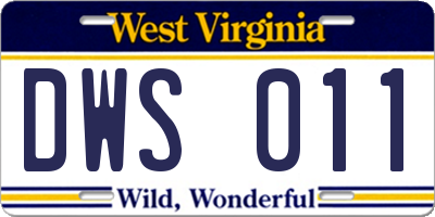 WV license plate DWS011