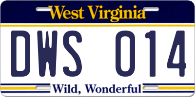 WV license plate DWS014