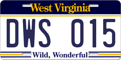WV license plate DWS015