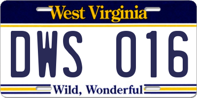 WV license plate DWS016