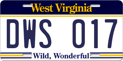 WV license plate DWS017