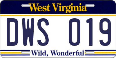 WV license plate DWS019