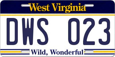 WV license plate DWS023