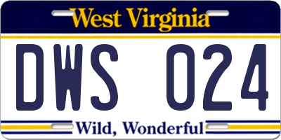 WV license plate DWS024