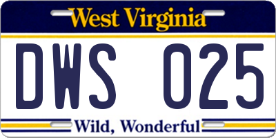 WV license plate DWS025