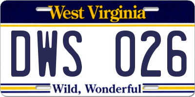 WV license plate DWS026