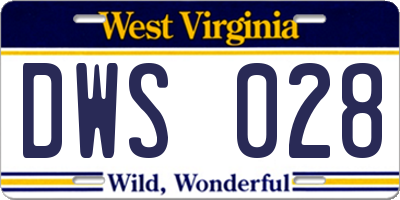 WV license plate DWS028