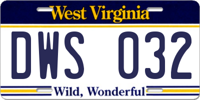 WV license plate DWS032