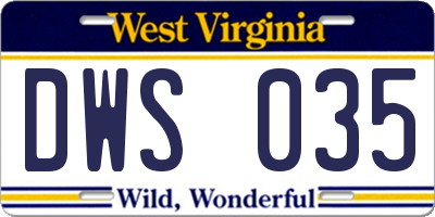 WV license plate DWS035
