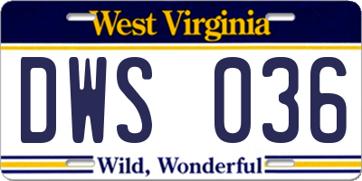 WV license plate DWS036
