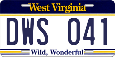 WV license plate DWS041
