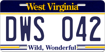 WV license plate DWS042