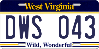 WV license plate DWS043