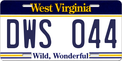 WV license plate DWS044