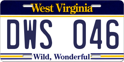 WV license plate DWS046