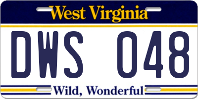 WV license plate DWS048