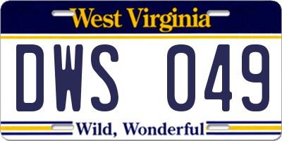 WV license plate DWS049