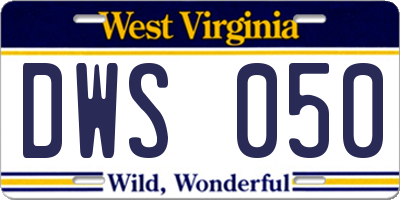 WV license plate DWS050