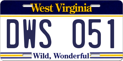 WV license plate DWS051