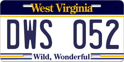 WV license plate DWS052