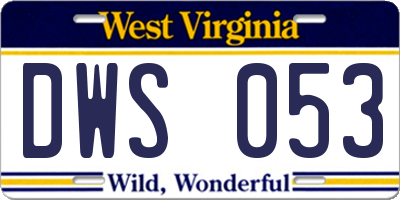 WV license plate DWS053