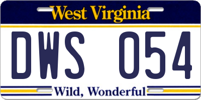 WV license plate DWS054