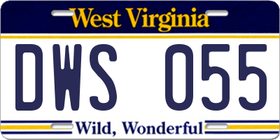WV license plate DWS055