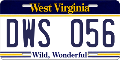WV license plate DWS056