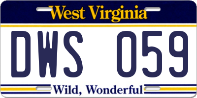 WV license plate DWS059