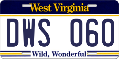 WV license plate DWS060