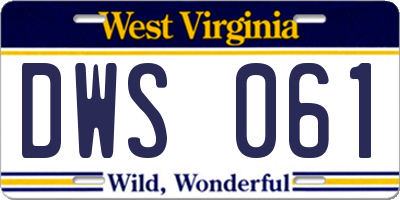 WV license plate DWS061