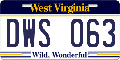WV license plate DWS063