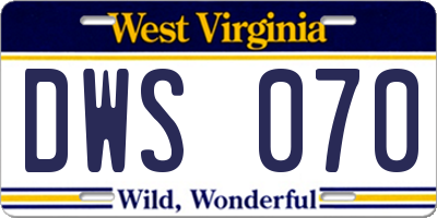 WV license plate DWS070