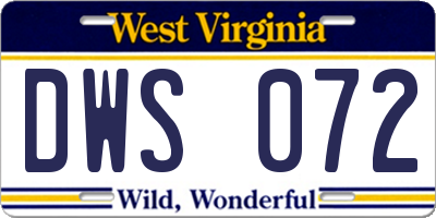WV license plate DWS072