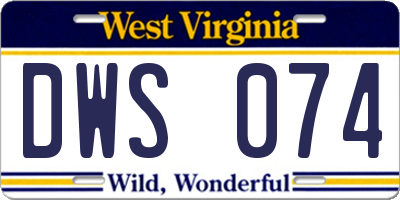 WV license plate DWS074