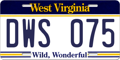 WV license plate DWS075
