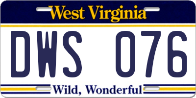 WV license plate DWS076