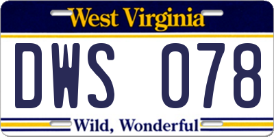 WV license plate DWS078