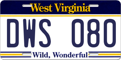 WV license plate DWS080