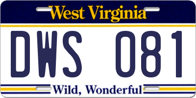 WV license plate DWS081