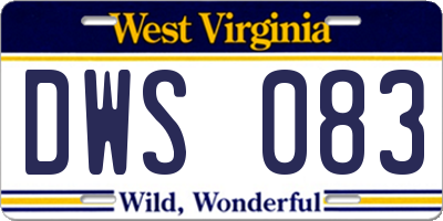 WV license plate DWS083