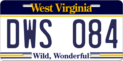 WV license plate DWS084