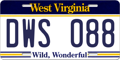 WV license plate DWS088